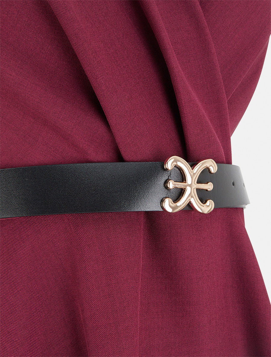 Robe patineuse sans manches à col cache-coeur - Lie de vin - 3