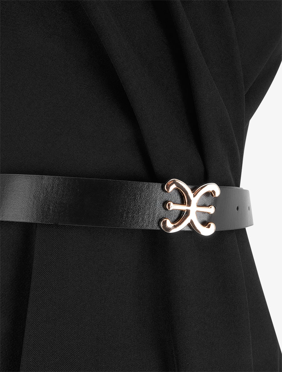 Robe patineuse sans manches à col cache-coeur - Noir - 3