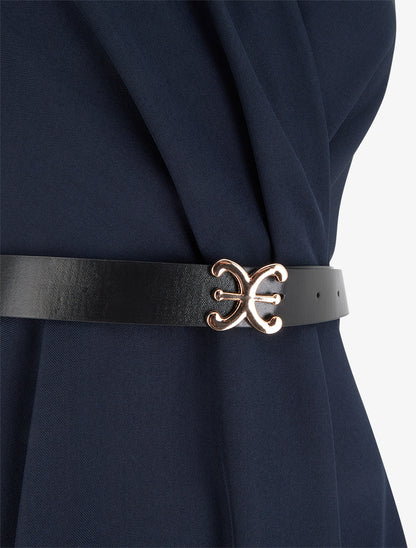 Robe patineuse sans manches à col cache-coeur - Marine - 3
