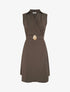 Robe patineuse sans manches à ceinture bijou - Marron - 1