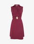 Robe patineuse sans manches à ceinture bijou - Lie de vin - 1