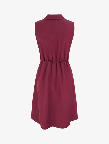 Robe patineuse sans manches à ceinture bijou - Lie de vin - 2