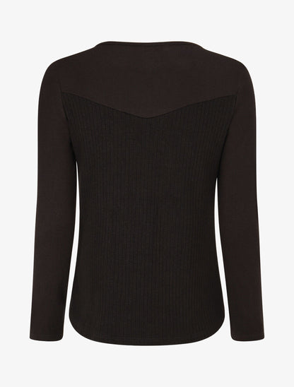 Pull bimatière à encolure zippée - Noir - 2