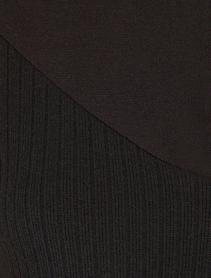 Pull bimatière à encolure zippée - Noir - 3