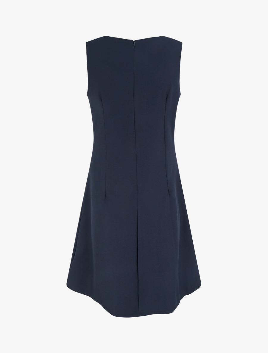Robe sans manches à empiècement bijou - Marine - 2