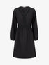 Robe évasée unie à manches longues et dentelle - Noir - 1