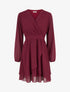Robe unie style portefeuille à manches longues - Lie de vin - 1