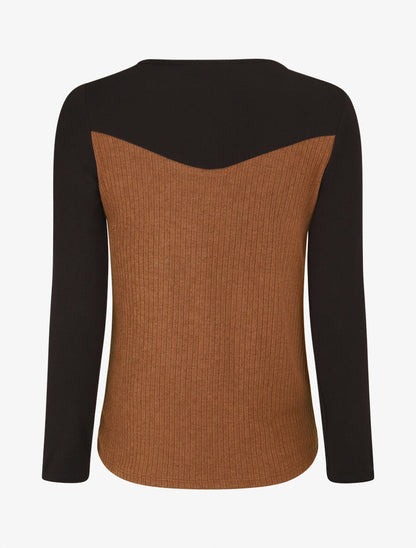 Pull bimatière à encolure zippée - Camel - 2