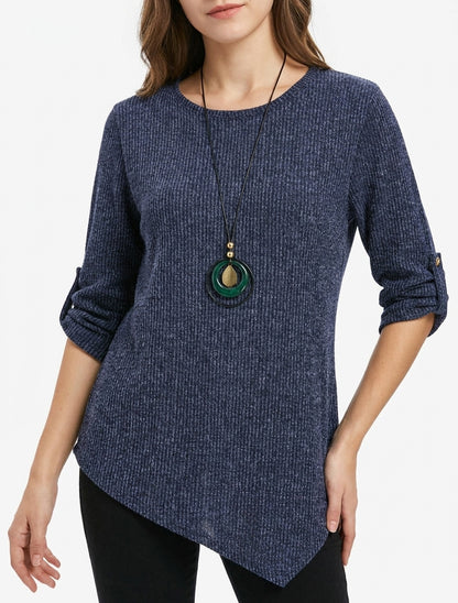 Maglione effetto a coste con maniche lunghe arrotolabili. - Marina