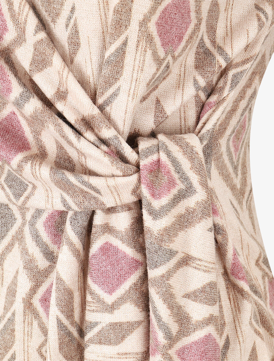Pull fin à nouer imprimé losanges - Taupe - 3