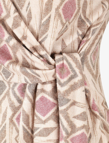 Pull fin à nouer imprimé losanges - Taupe - 3
