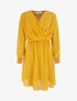 Robe évasée en voile à col cache-coeur - Moutarde - 1