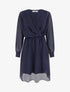 Robe évasée en voile irisé à col cache-coeur - Marine - 1