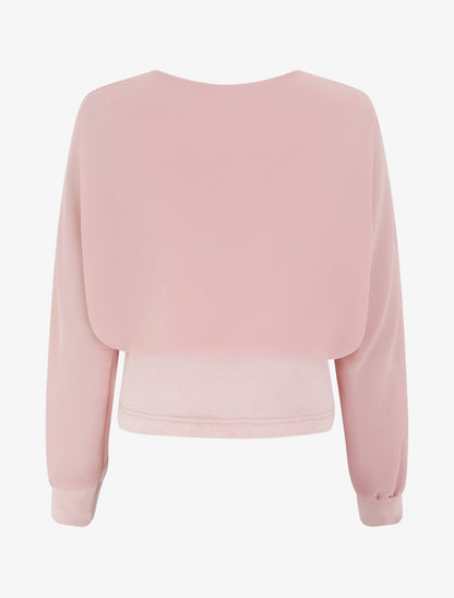 Top à manches style chauve-souris et pans cache-coeur - Rose - 2