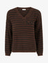 Pull mohair inscription LOVE à rayures - Marron - 1