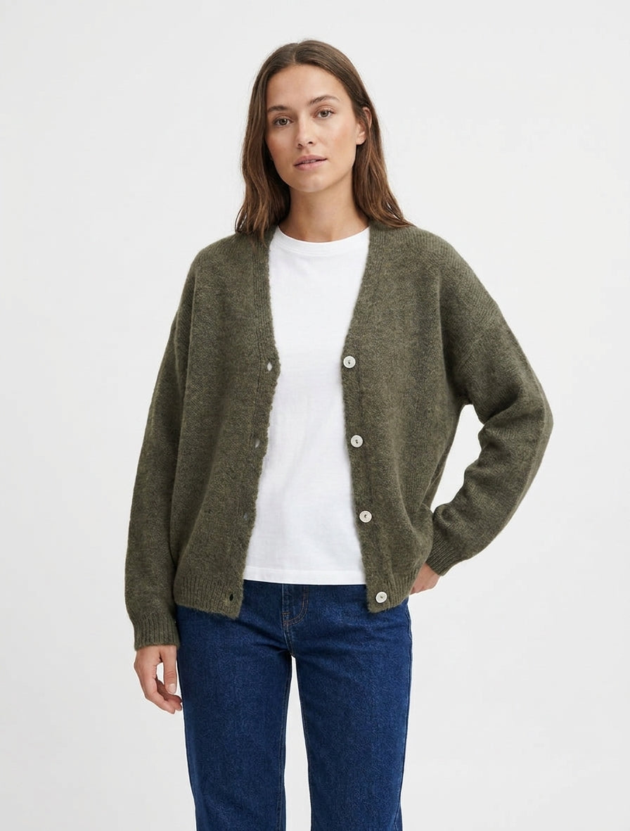 Cardigan ampio in mohair con scollo a V - Cachi