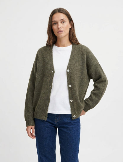 Cardigan ampio in mohair con scollo a V - Cachi