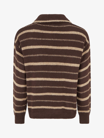 Pull en maille rayé - Marron - 2