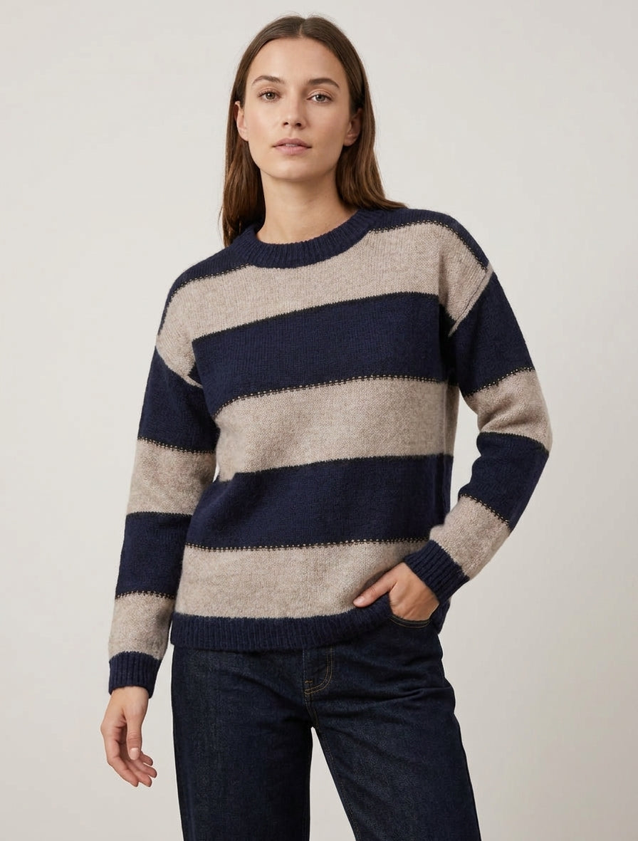 Maglione a righe tricolore in misto mohair - Marina