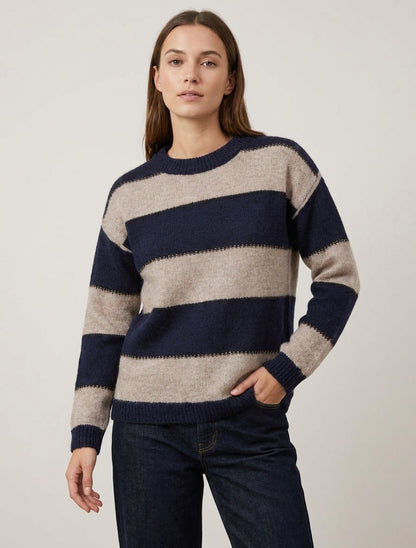 Maglione a righe tricolore in misto mohair - Marina
