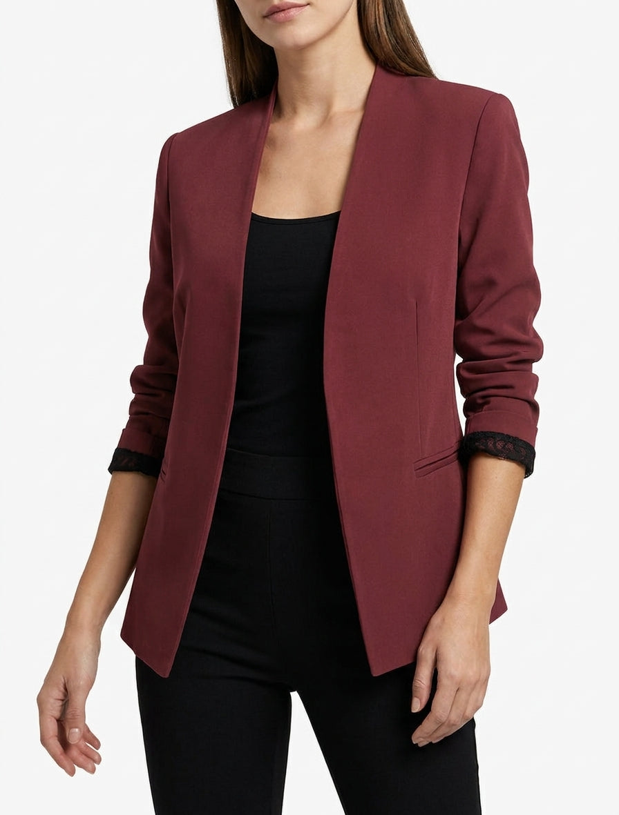 Giacca dritta semplice con spalline - Bordeaux