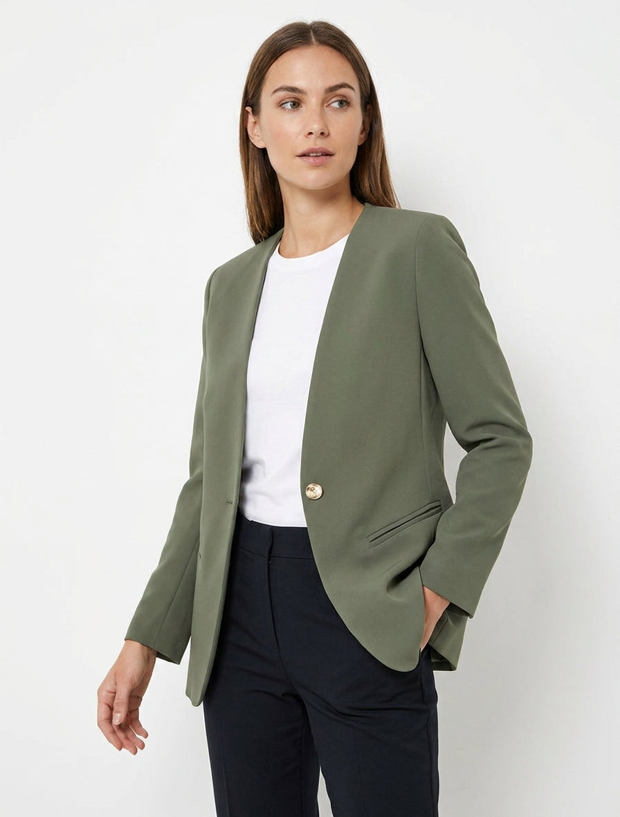 Blazer a tinta unita con bottoni - Cachi