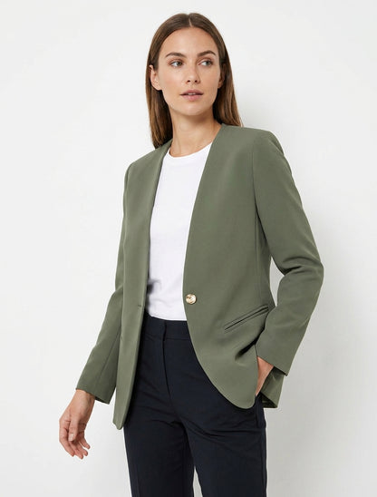 Blazer a tinta unita con bottoni - Cachi