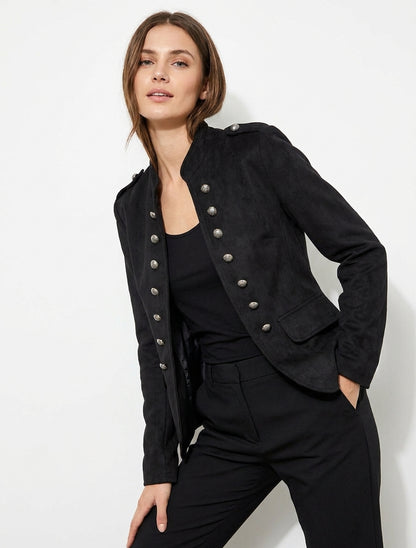 Giacca in suedine stile ufficiale - Nero