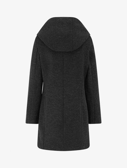 Manteau feutré à capuche et zip asymétrique - Gris foncé - 2
