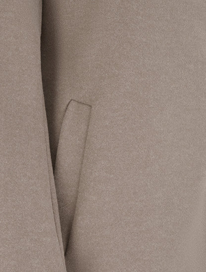 Manteau feutré à capuche et zip asymétrique - Taupe clair - 3