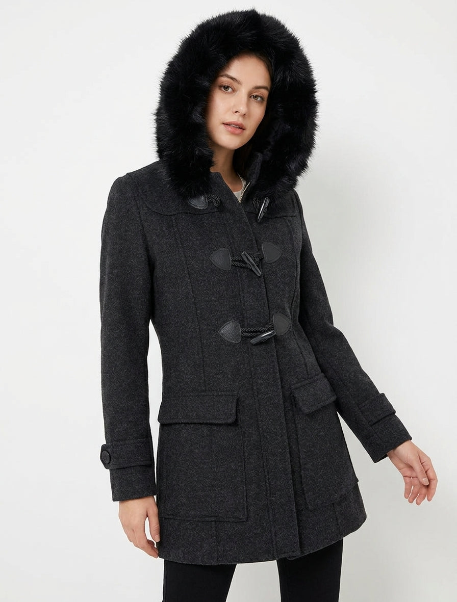 Cappotto montgomery semplice con cappuccio - Grigio antracite