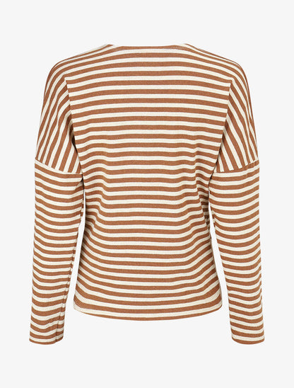 Pull dolman rayé et torsadé - Camel - 2