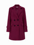 Manteau long croisé uni à col cranté et fermeture boutonnée - Cerise - 1