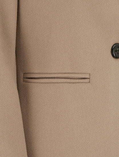 Manteau uni à col cranté - Beige foncé - 3