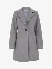 Manteau uni à col cranté - Gris clair - 1