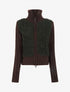 Gilet bicolore zippé à manches longues et col montant - Kaki/marron - 1