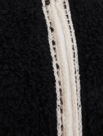 Gilet bicolore zippé à manches longues et col montant - Noir/blanc - 3