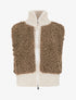 Gilet bicolore zippé sans manches effet bouclé - Camel/blanc - 1