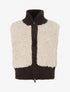 Gilet bicolore zippé sans manches effet bouclé - Blanc/marron - 1
