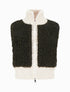 Gilet bicolore zippé sans manches effet bouclé - Kaki/blanc - 1