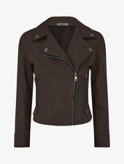 Giacca in suede con chiusura a zip - Marrone
