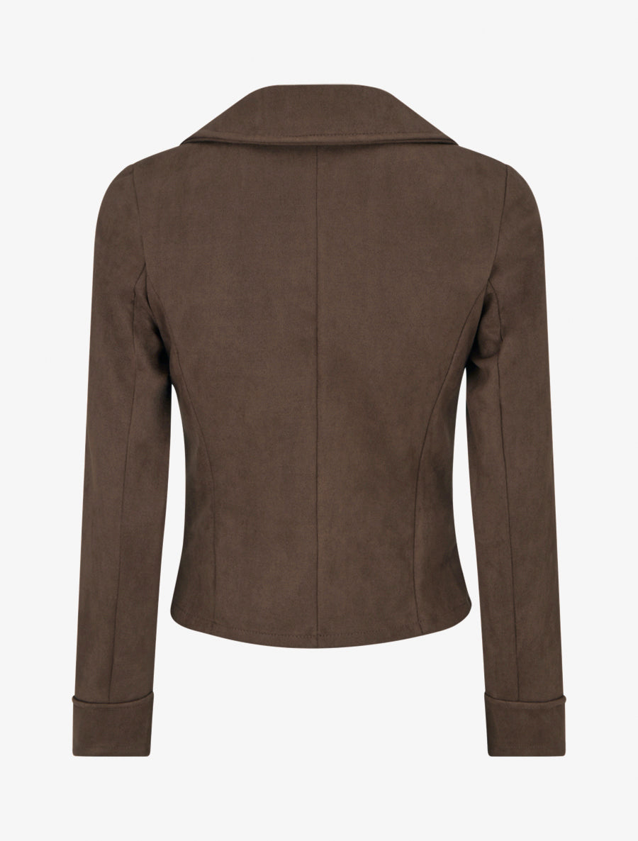Veste en suédine à fermeture zippée - Marron - 2