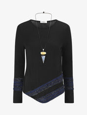 Pull fin à rayures irisées - Noir - 1