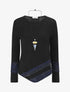 Pull fin à rayures irisées - Noir - 1