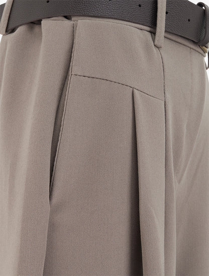 Pantalon coupe ample taille haute - Taupe - 3