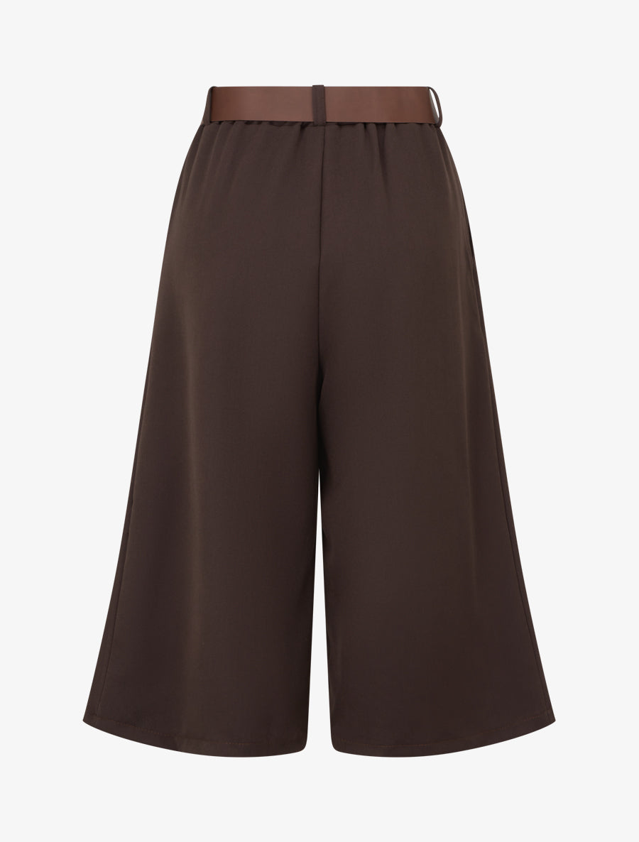 Bermuda ample taille haute - Marron - 2