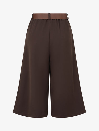 Bermuda ample taille haute - Marron - 2
