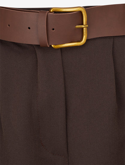 Bermuda ample taille haute - Marron - 3