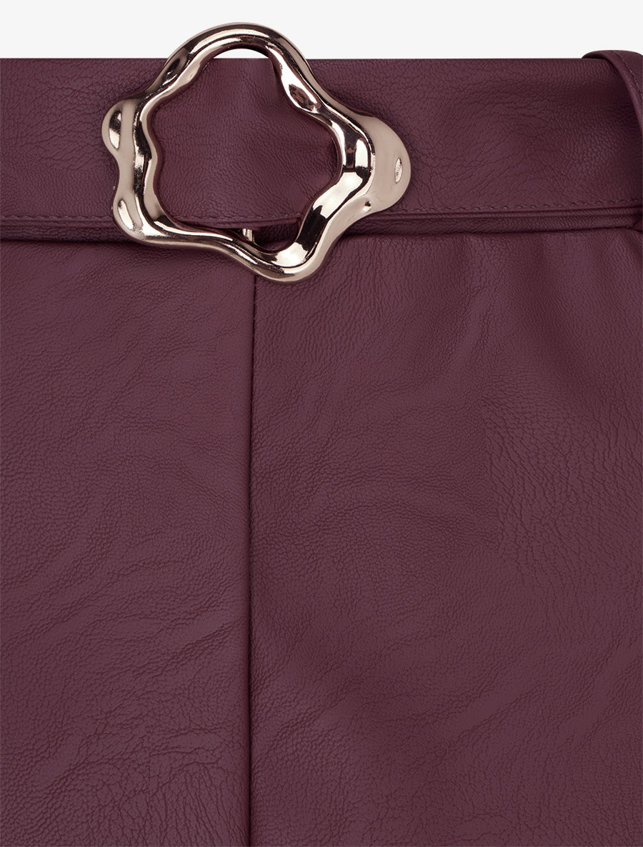 Jupe longue plissée en simili - Bordeaux - 3