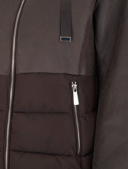 Manteau bimatière à intérieur fourrure synthétique - Marron chocolat - 3